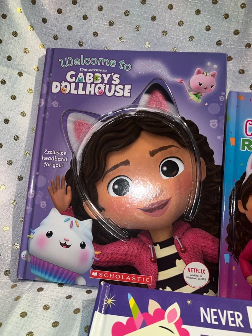 Scholastic Gabby’s Dollhouse & Never Pop a Unicorn! Bundle - Purple, Pink, Teal